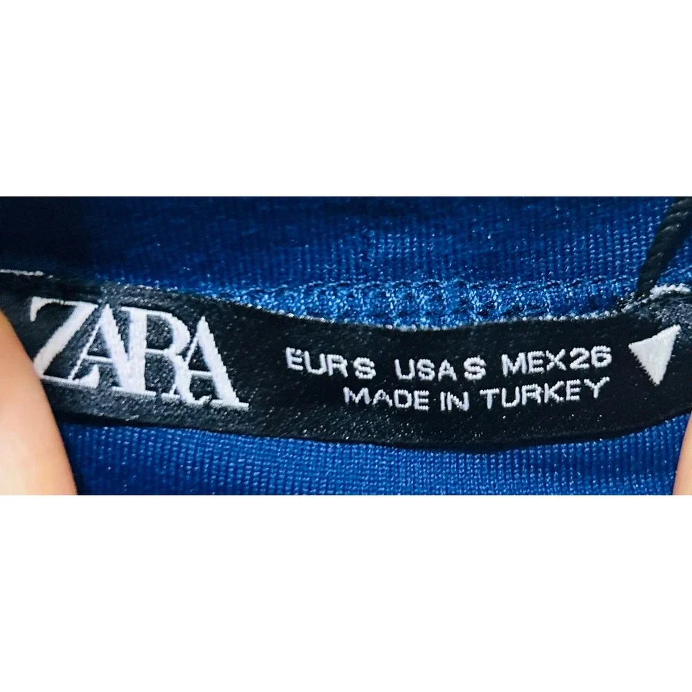 ZARA Sleeveless Turtleneck‎ Bodysuit Navy Blue Women US S - Picture 2 of 4